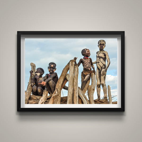 Boys on a Fence - Omo Valley - Kara Tribe