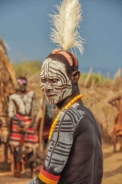 Kara Man with Headdress - Omo Valley - Kara Tribe