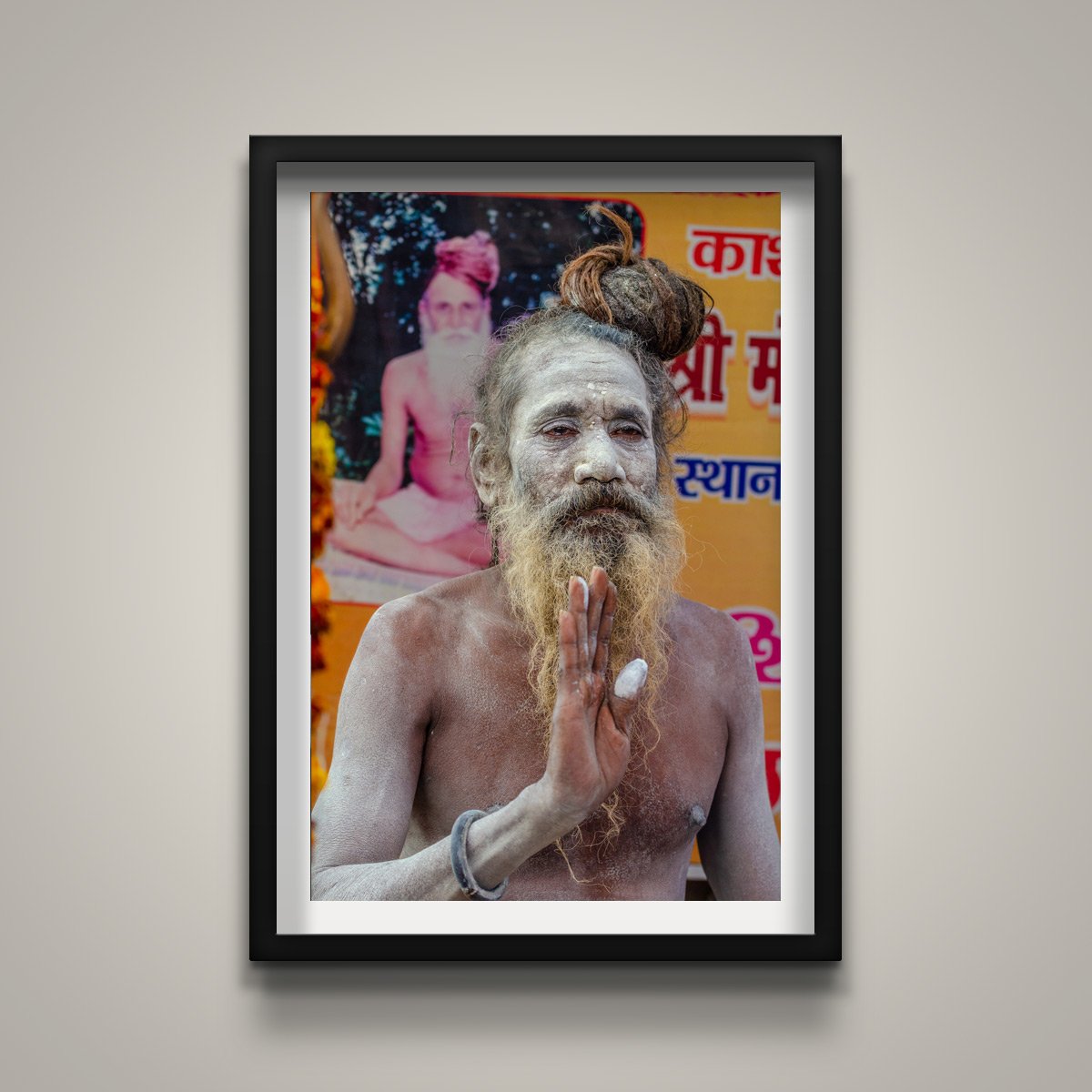 Naga Sadhu with Poster