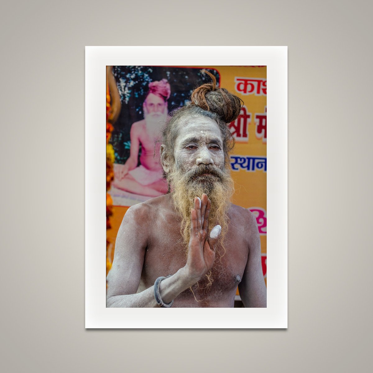 Naga Sadhu with Poster
